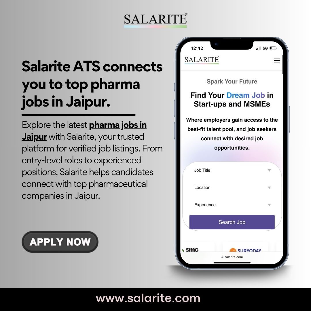 Salarite ATS connects you to top pharma jobs in Jaipur.